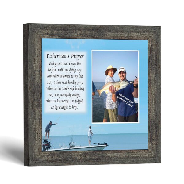 Fisherman's Prayer flats fishing picture frame with photo opening by Crossroads Home Decor