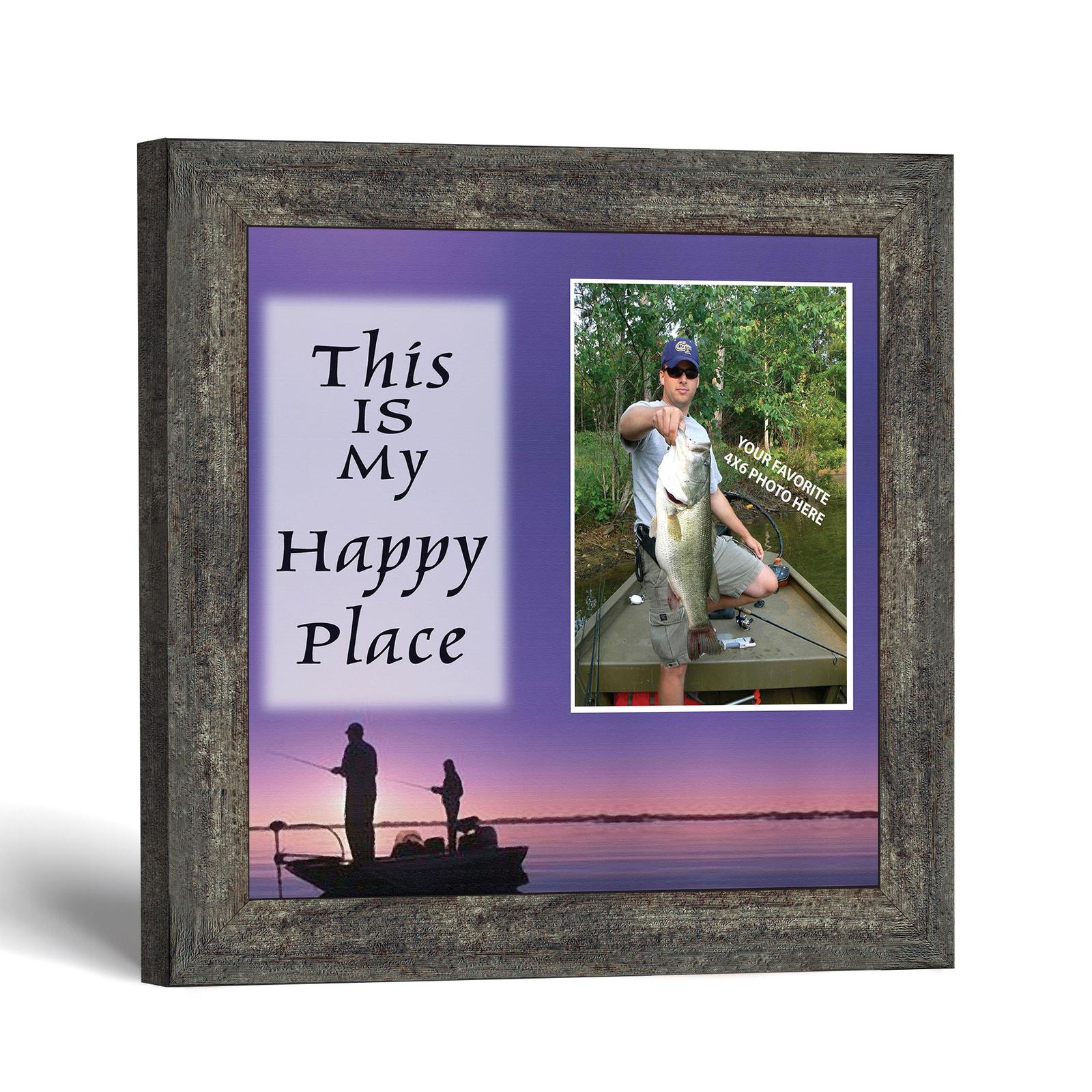 9722BW-1 Bass fishing picture frame - This Is My Happy Place by Crossroads Home Decor