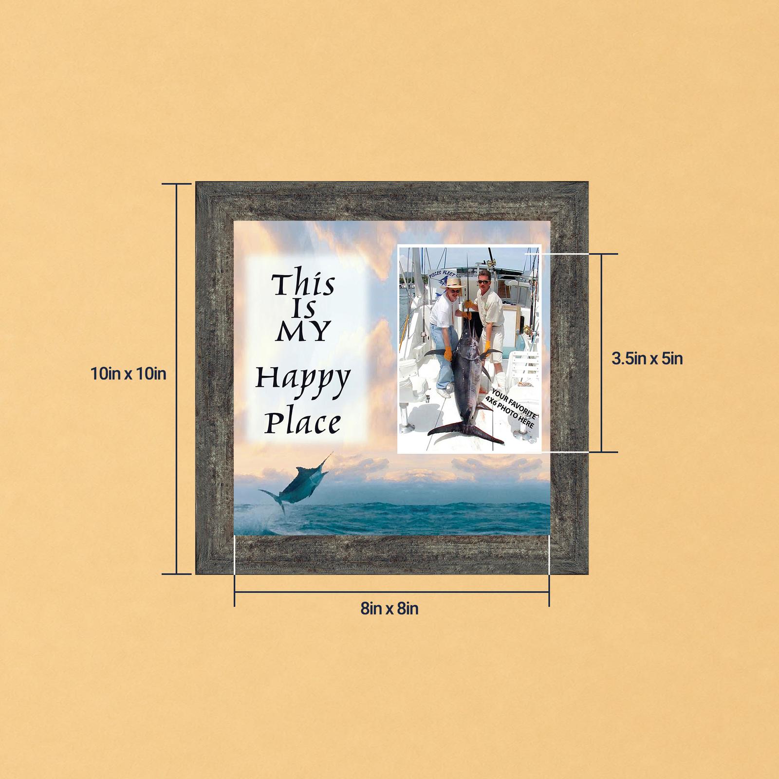 Deep Sea Fishing Happy Place picture frame with photo opening by Crossroads Home Decor