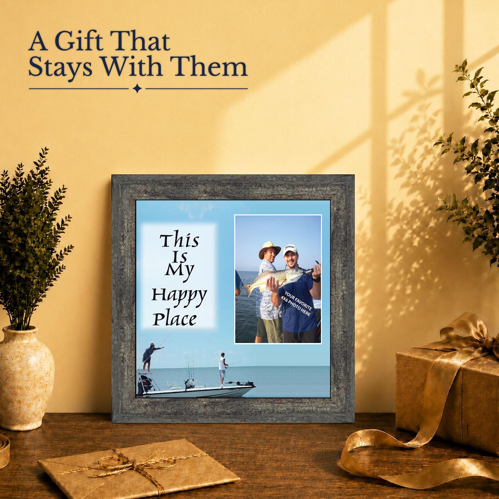 Flats Fishing Happy Place gift - framed print for a fishing dad