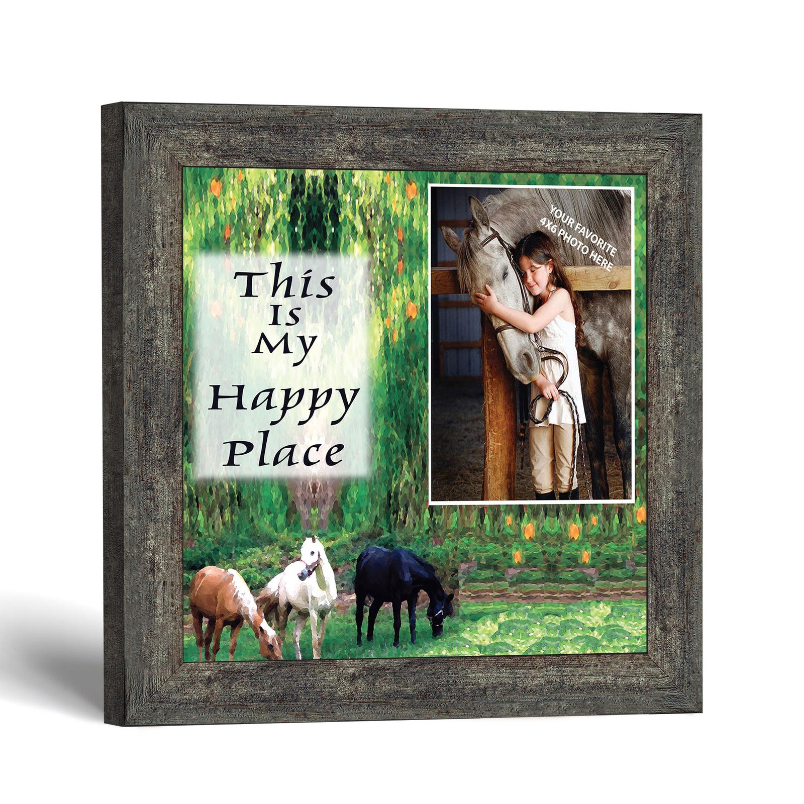 9728BW-1 Horse lovers happy place picture frame - This Is My Happy Place by Crossroads Home Decor
