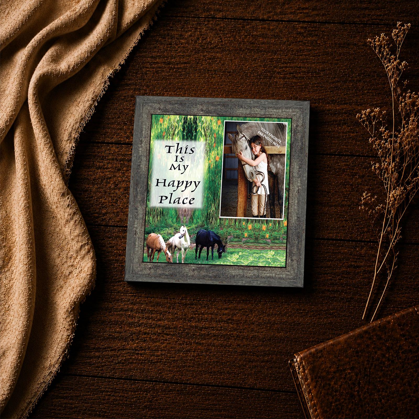 9728BW-4 This Is My Happy Place picture frame - horse lovers inspirational wall art