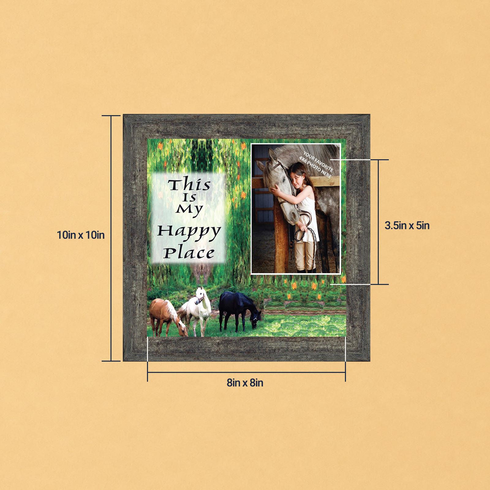 9728BW-8 Horse lovers happy place picture frame - This Is My Happy Place by Crossroads Home Decor