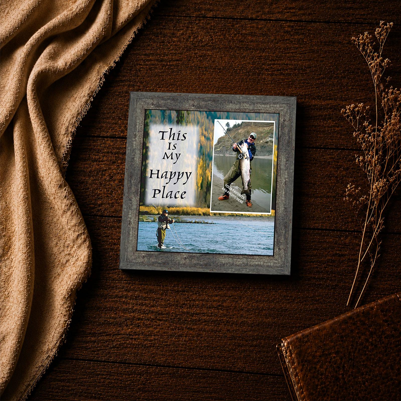 9729BW-4 This Is My Happy Place framed print - fly fishing inspirational wall art