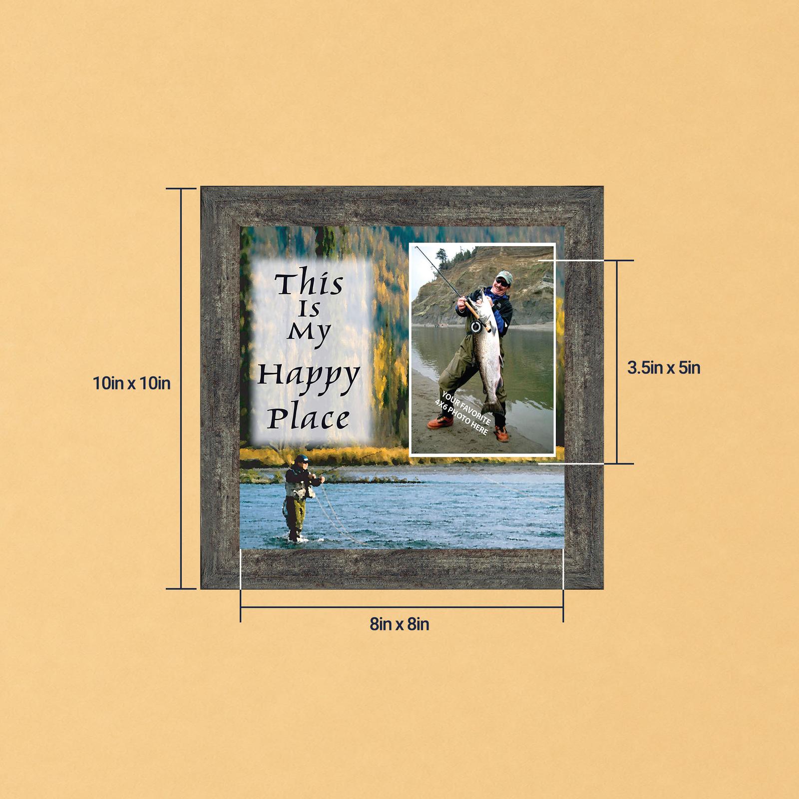 9729BW-8 Fly Fishing Happy Place framed print - This Is My Happy Place by Crossroads Home Decor