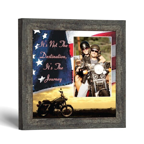 It’s Not the Destination, It’s the Journey Picture Frame - Motorcycle Flag Sunset by Crossroads Home Decor