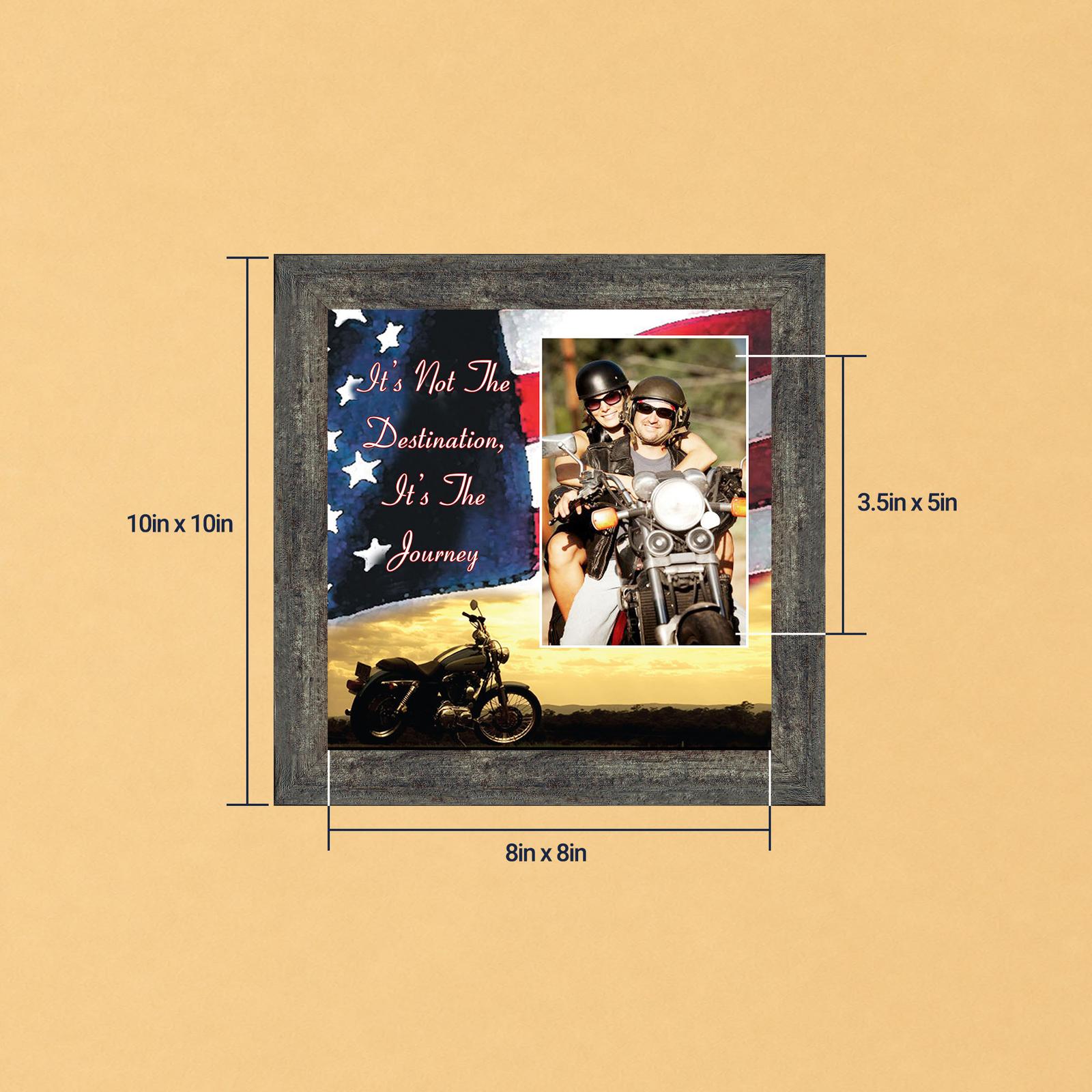 9752BW-8 It’s Not the Destination, It’s the Journey Picture Frame - Motorcycle Flag Sunset by Crossroads Home Decor