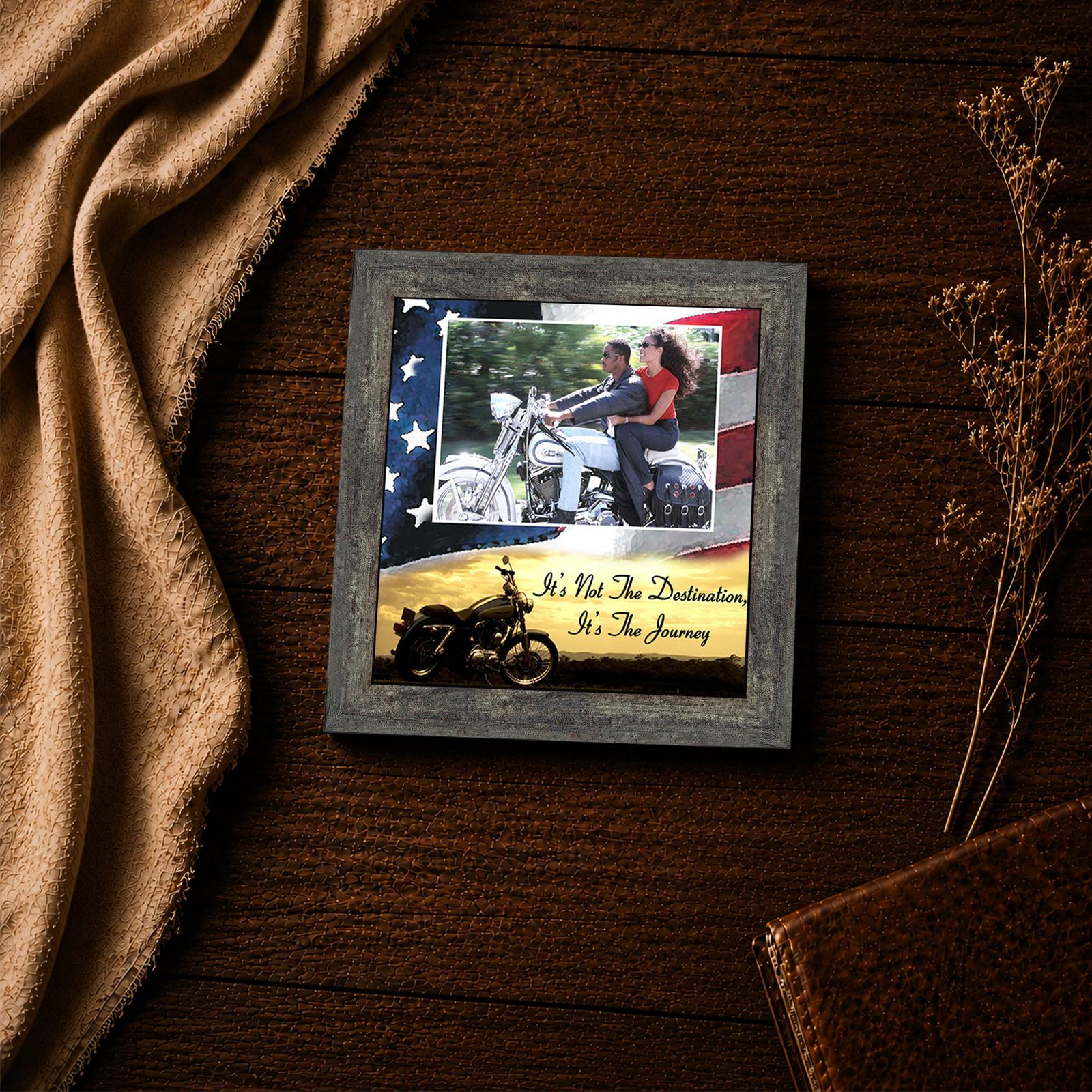 It’s Not the Destination, It’s the Journey photo frame - patriotic motorcycle inspirational wall art