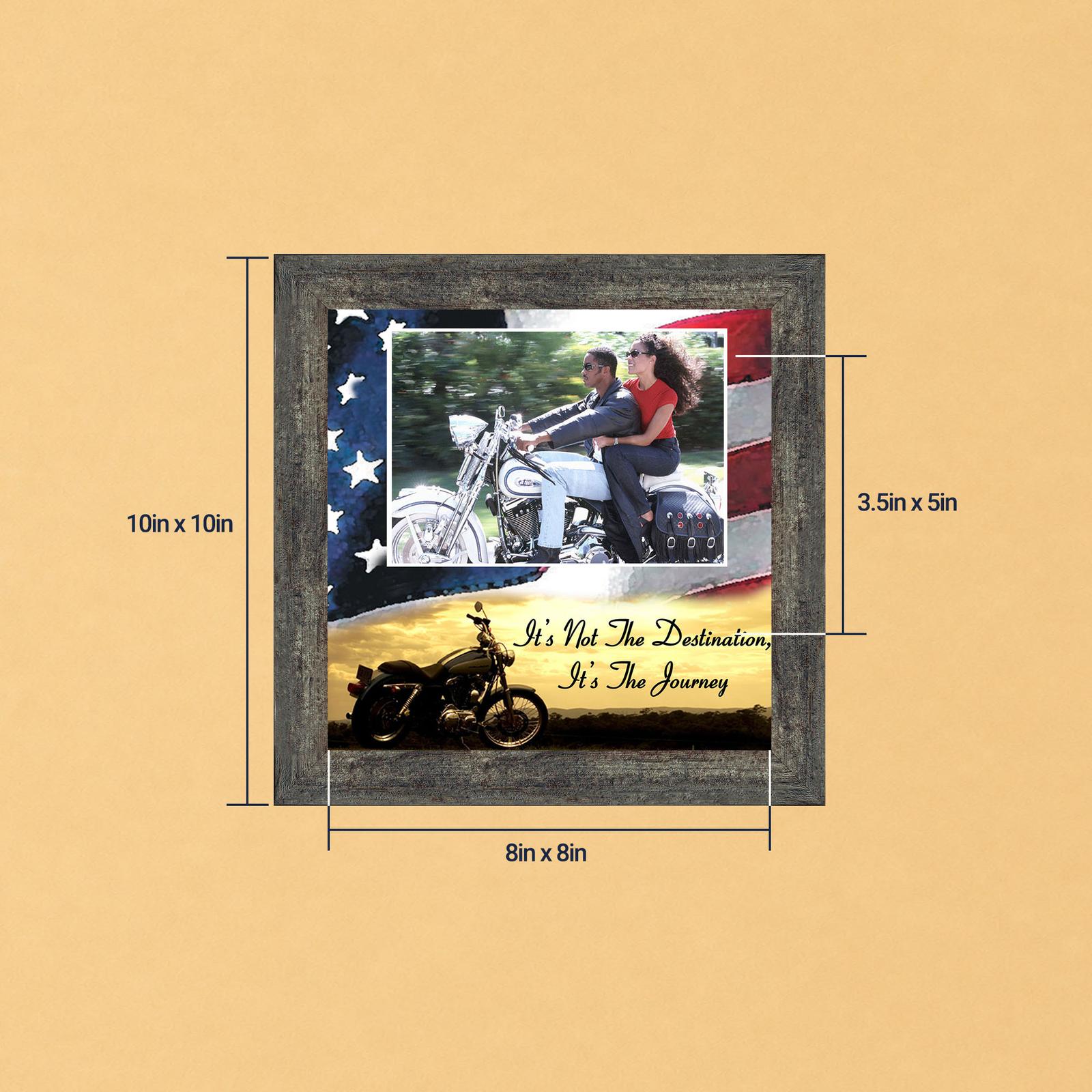 It’s Not the Destination, It’s the Journey Photo Frame - Landscape Opening, Motorcycle Flag Sunset by Crossroads Home Decor