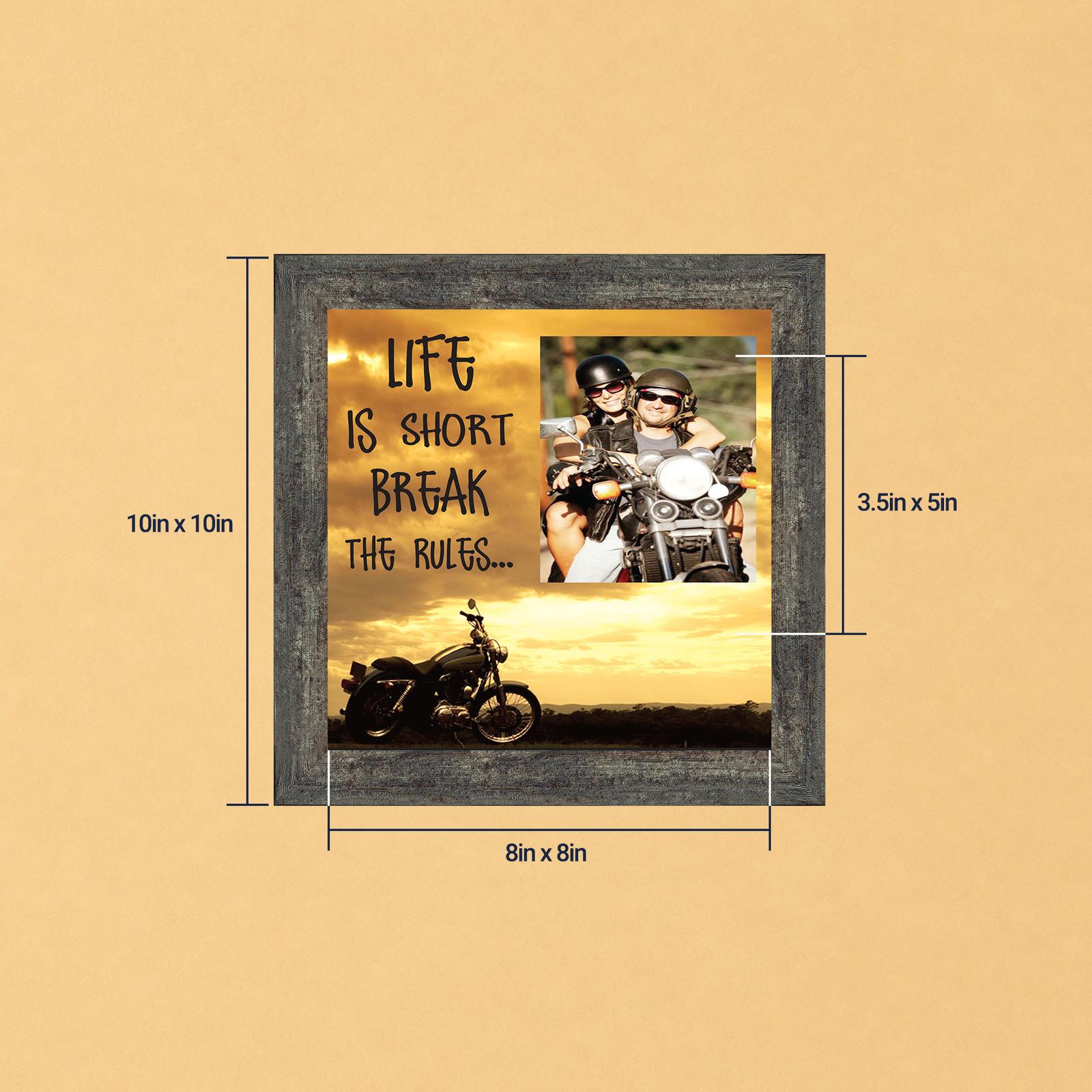 Life Is Short, Break the Rules Picture Frame - Motorcycle Sunset by Crossroads Home Decor
