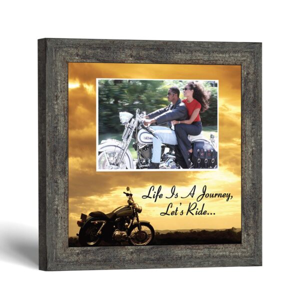 Biker picture frame - Life Is a Journey landscape photo opening by Crossroads Home Decor
