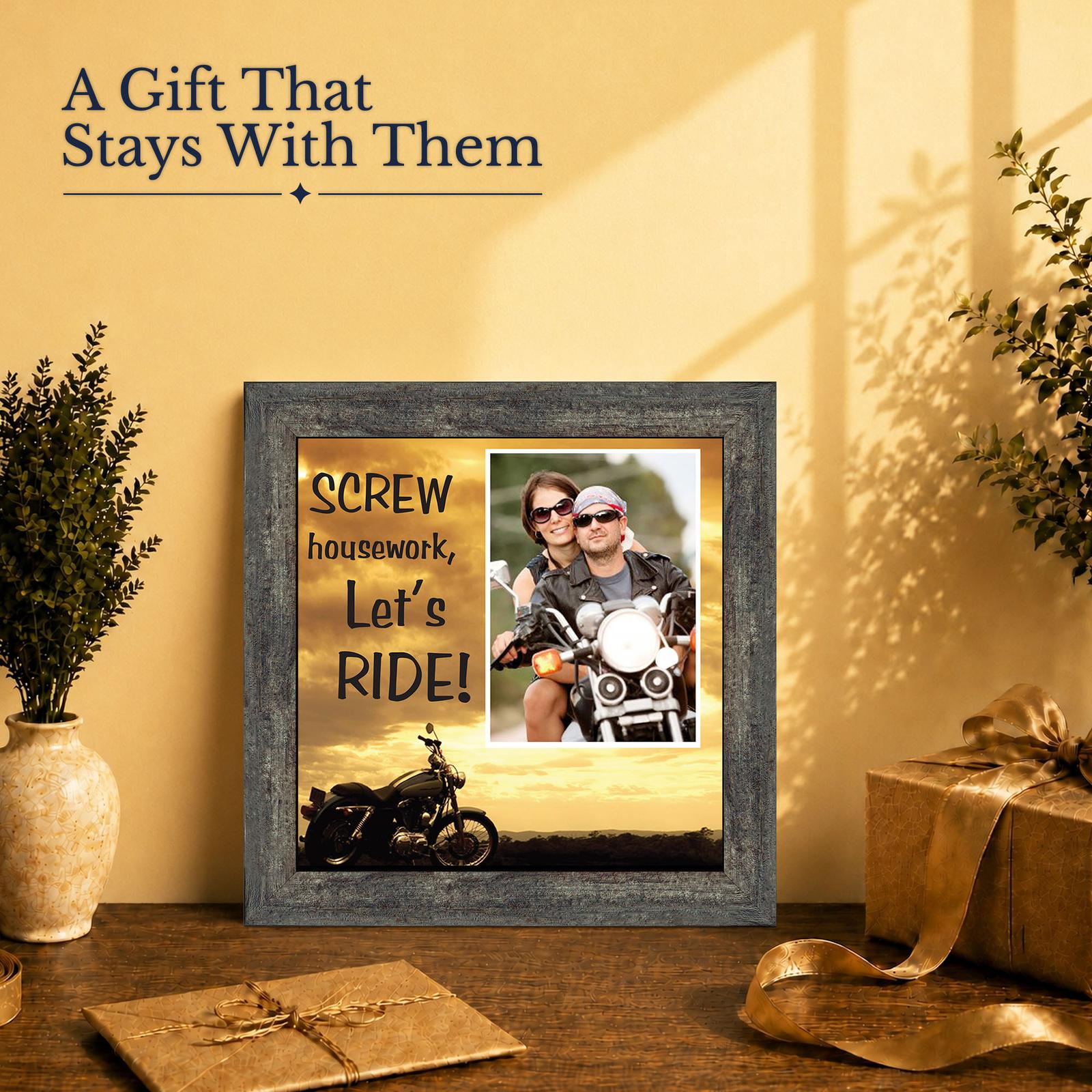 Screw Housework, Let's Ride gift - framed print for the rider in your life