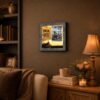 Biker Babe framed wall art displayed in a bedroom