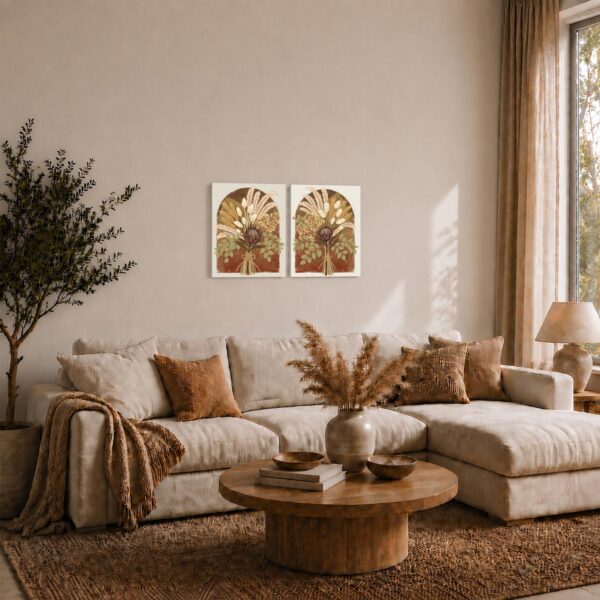 Pampas & Protea Arch canvas wall art set - gift for boho and dried flower lovers