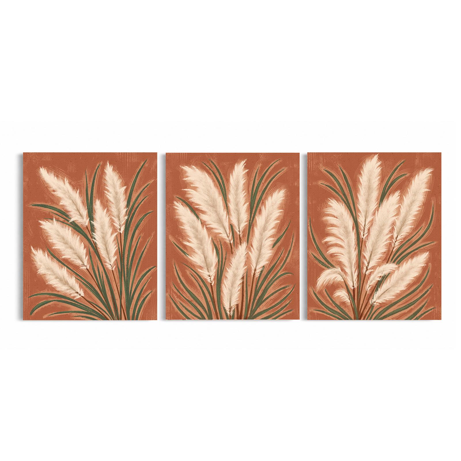 Terracotta Pampas canvas print - 3-Piece Pampas Grass Canvas Wall Art Set by Crossroads Home Decor