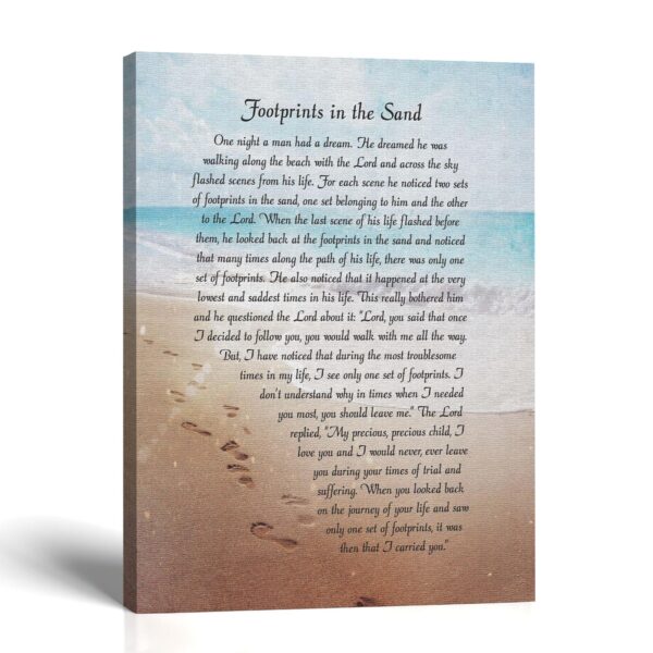 Footprints in the Sand canvas print - full Footprints in the Sand poem by Crossroads Home Decor