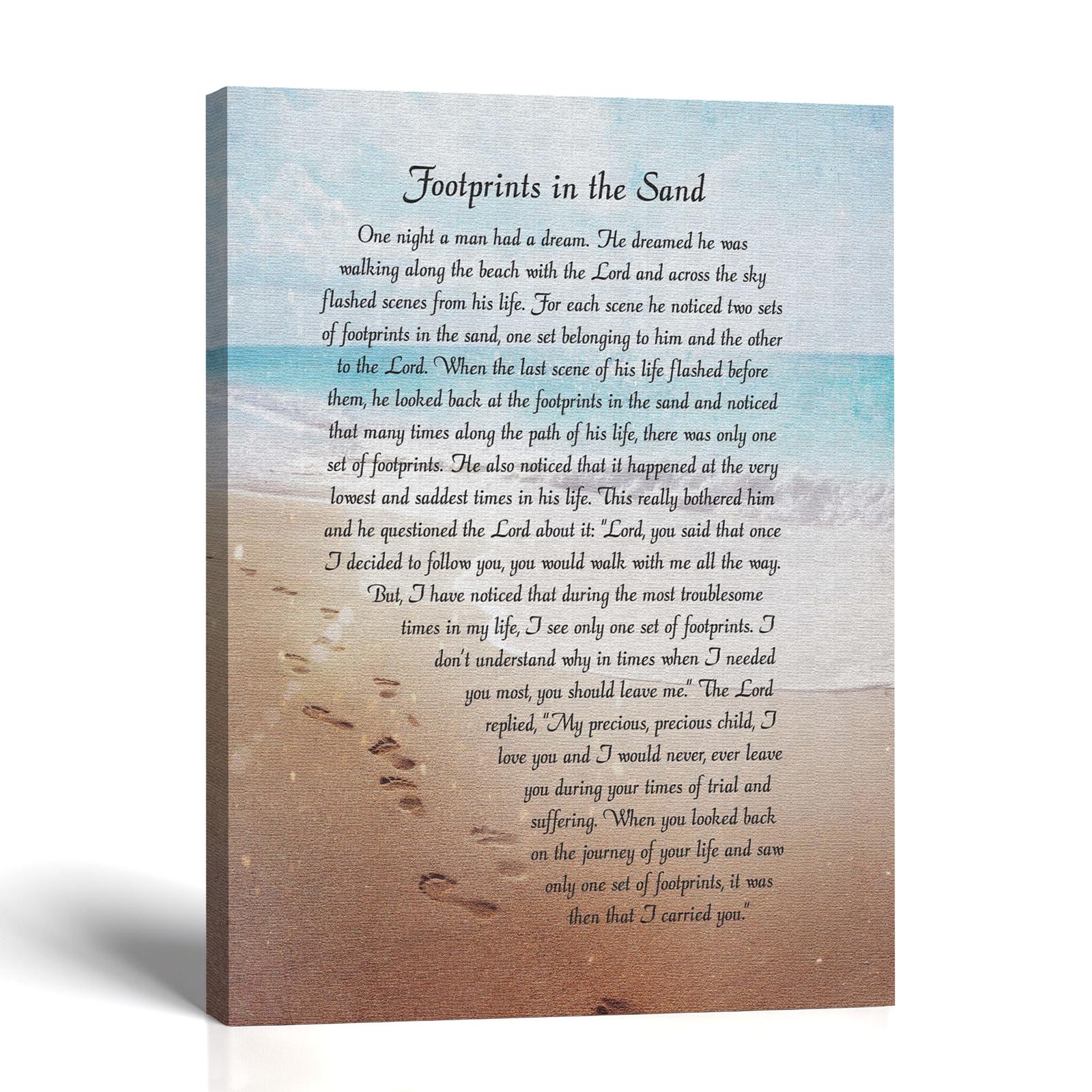 Footprints in the Sand canvas print - full Footprints in the Sand poem by Crossroads Home Decor