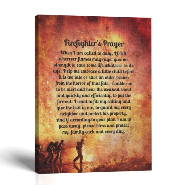 Firefighters Prayer canvas print, firefighter tribute by Crossroads Home Decor