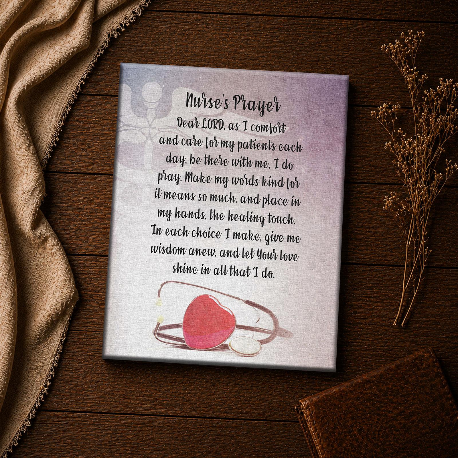 Nurse's Prayer canvas print - inspirational keepsake for nurses
