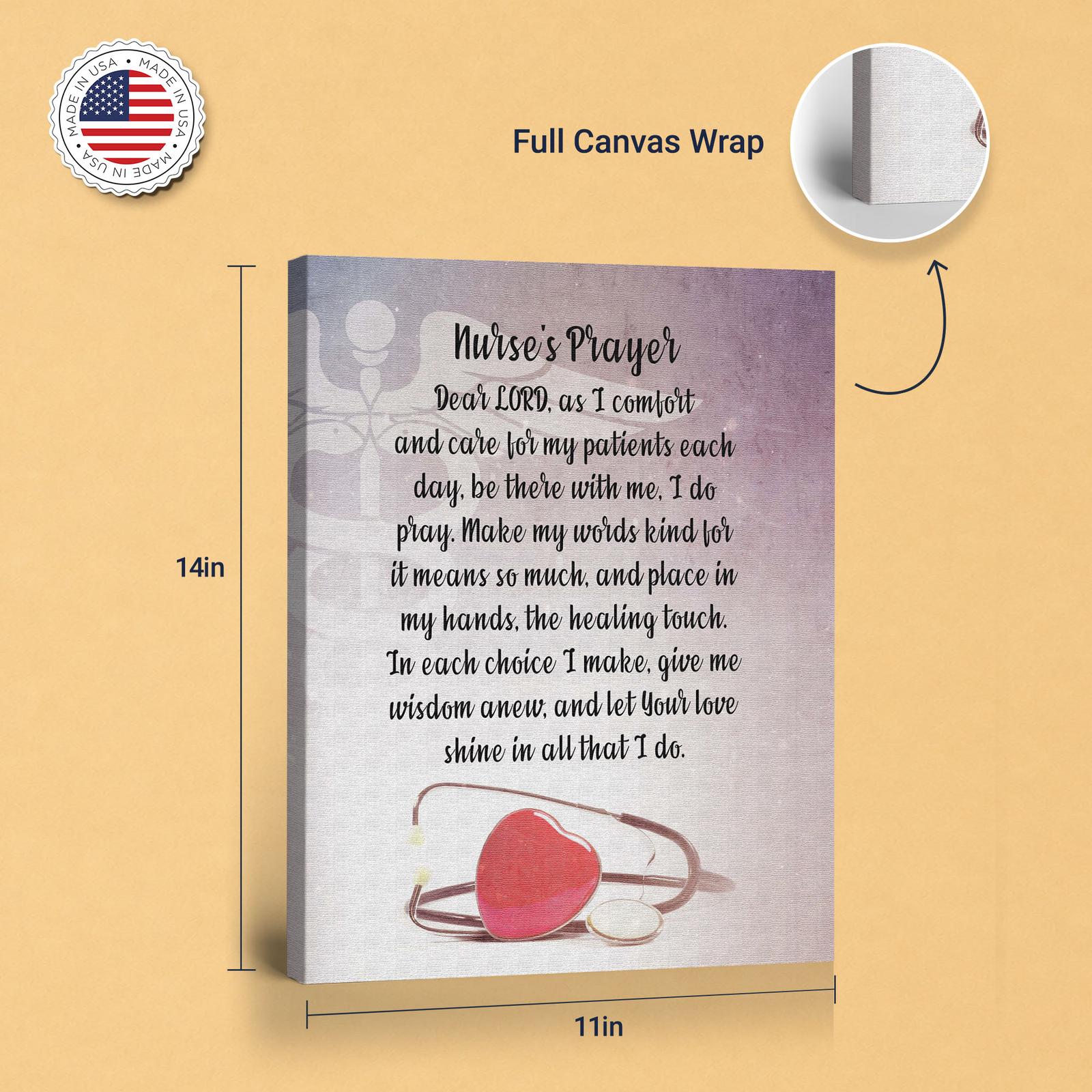 Nurses prayer canvas print - gallery wrapped and floating frame styles