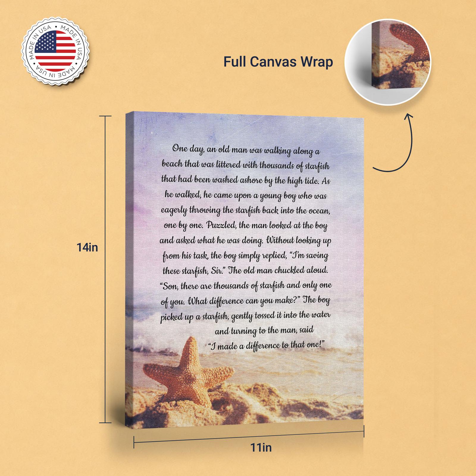 Starfish story canvas print - gallery wrapped and floating frame styles