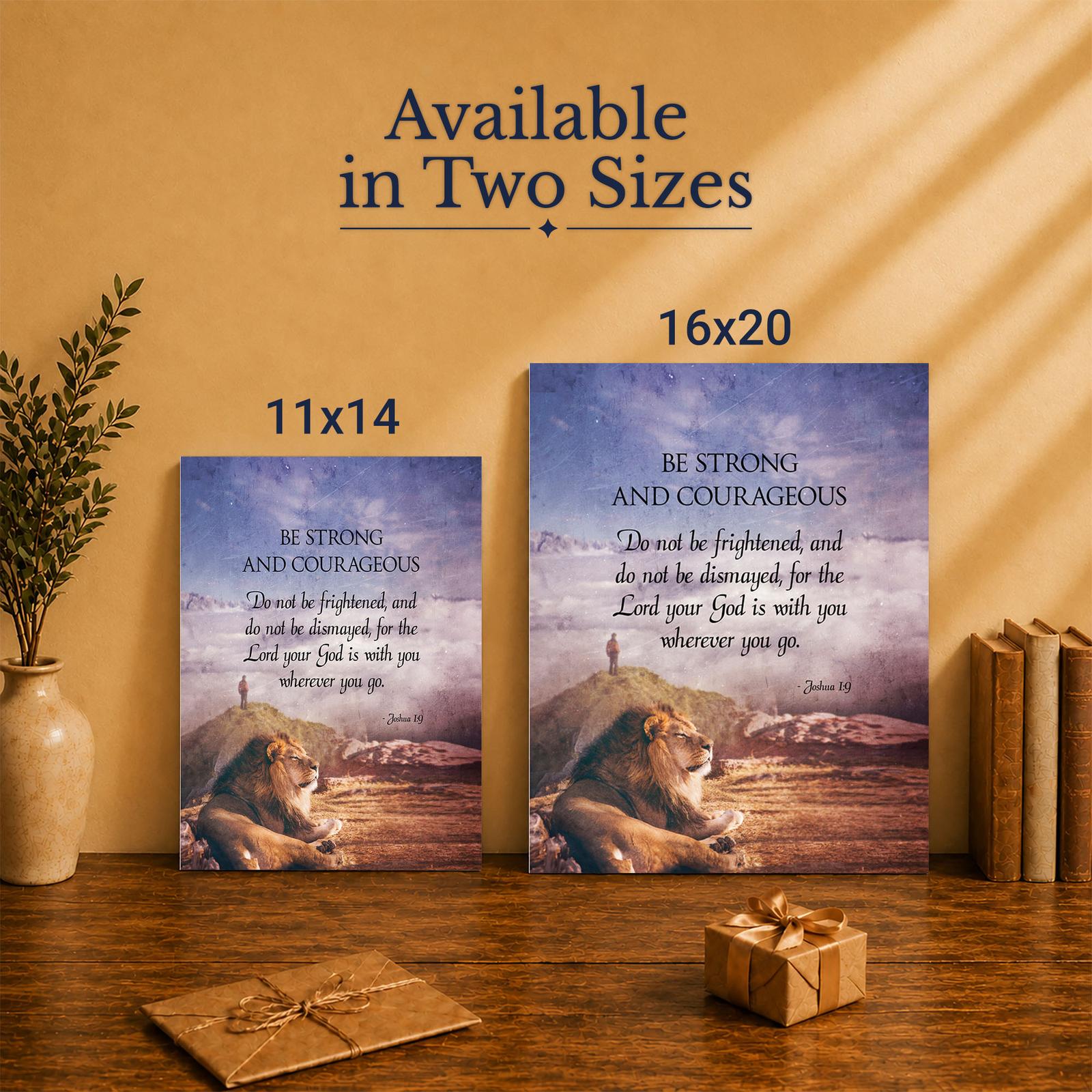 C2108C-5 Joshua 1:9 lion canvas wall art - Made in USA family-owned faith-based wall art