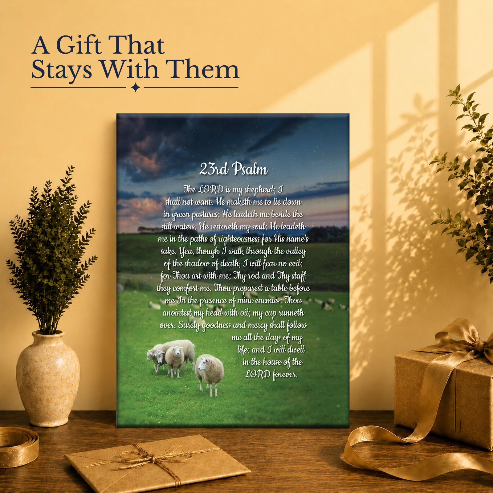 Psalm 23 gift - canvas print for a baptism, confirmation, or sympathy gift