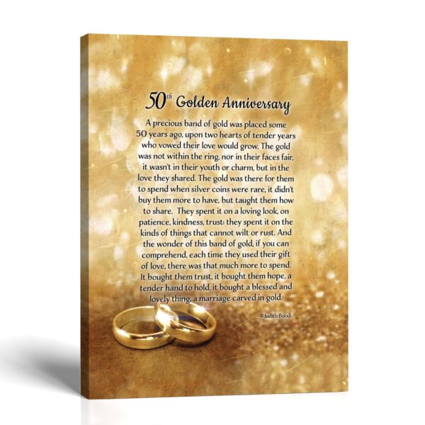 50th Anniversary Bands of Gold canvas print - Bands of Gold poem by Crossroads Home Decor