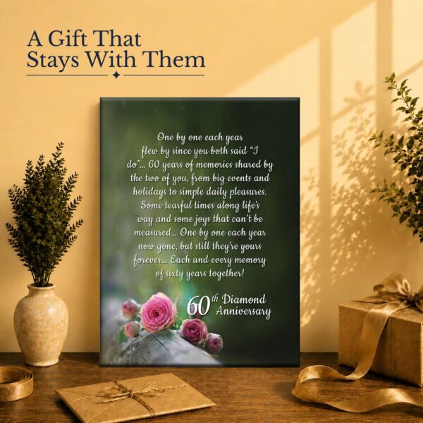 60th Diamond Anniversary gift - canvas print for a couple celebrating sixty years
