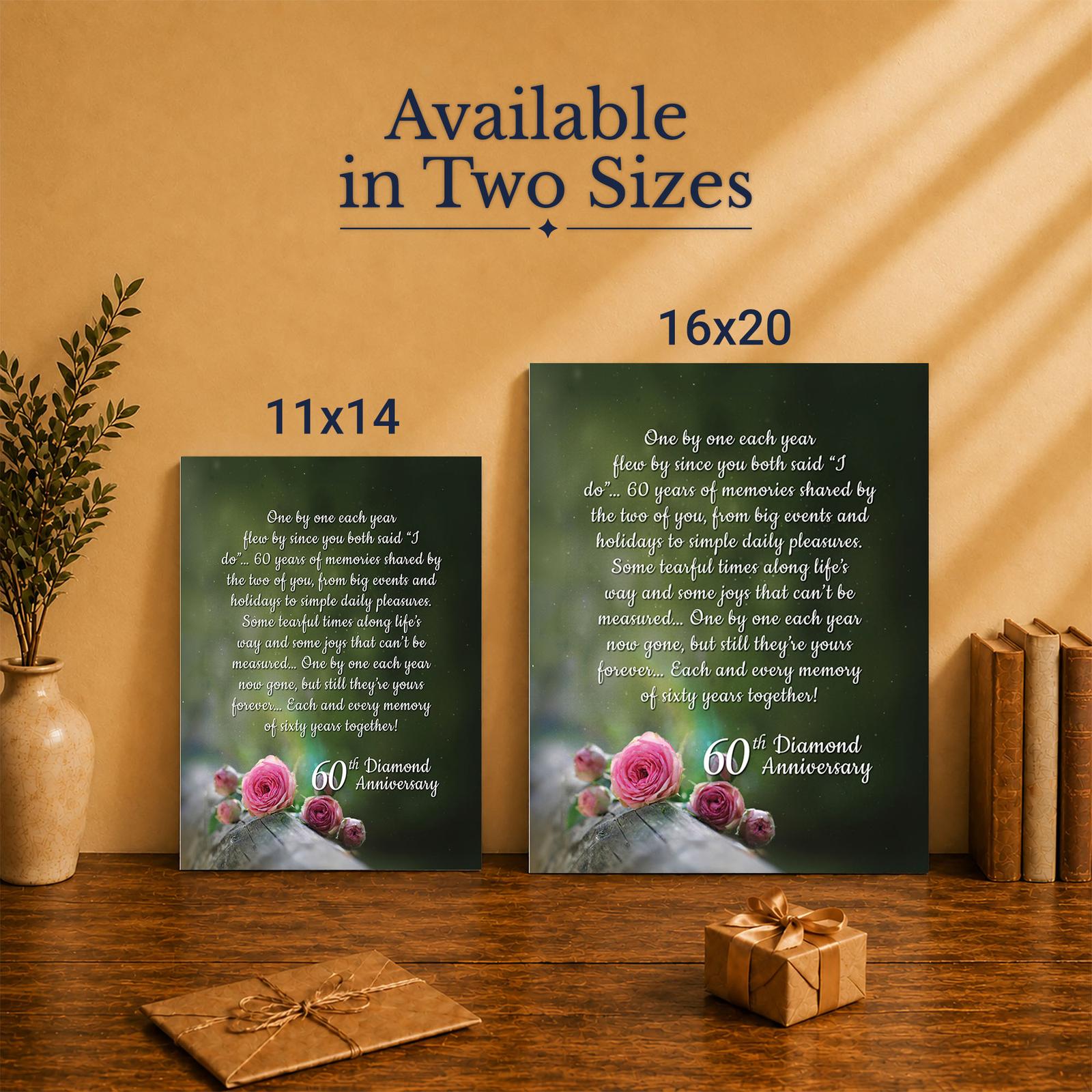 60th Diamond Anniversary canvas print - Made in USA family-owned anniversary keepsake
