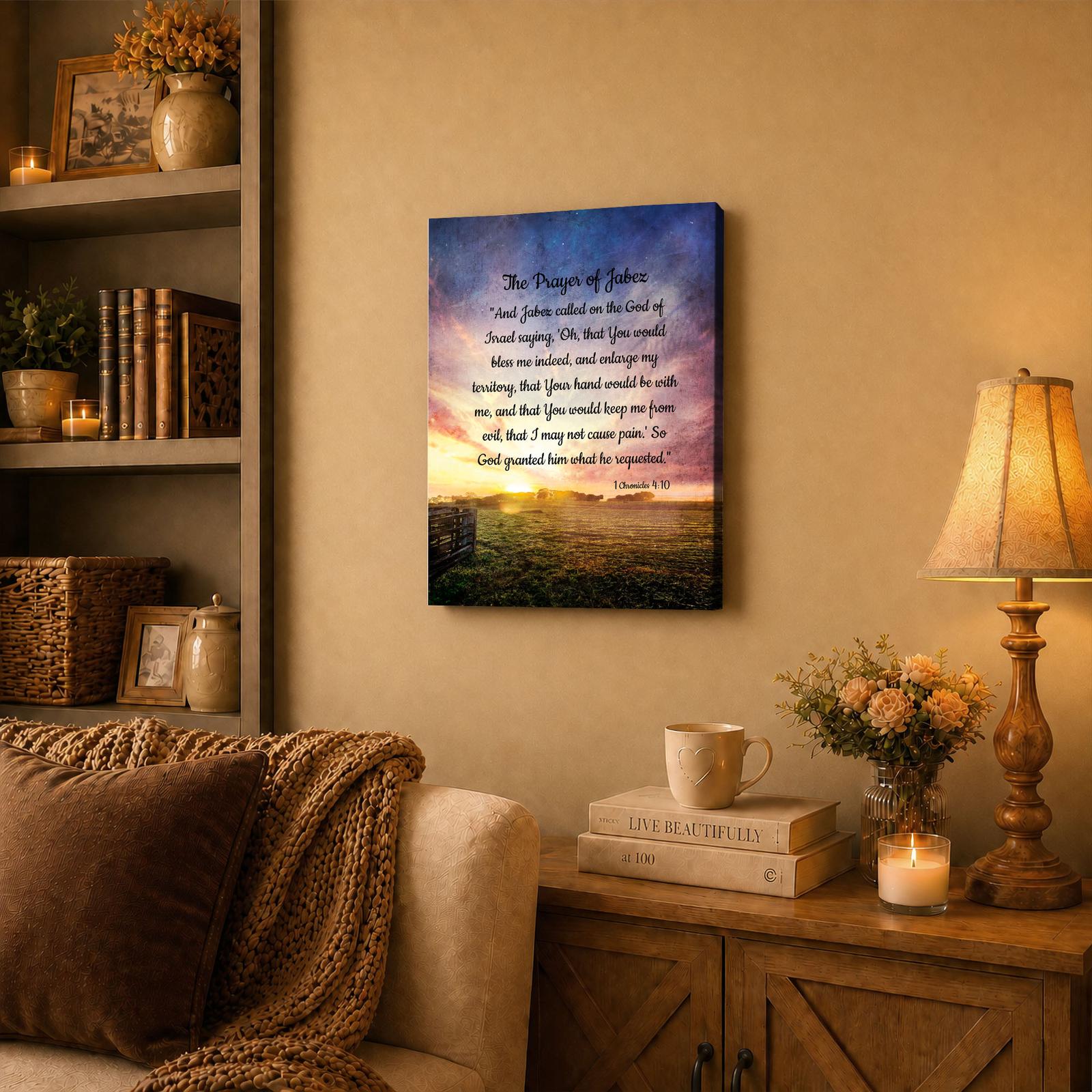 Prayer of Jabez canvas wall art displayed in an office