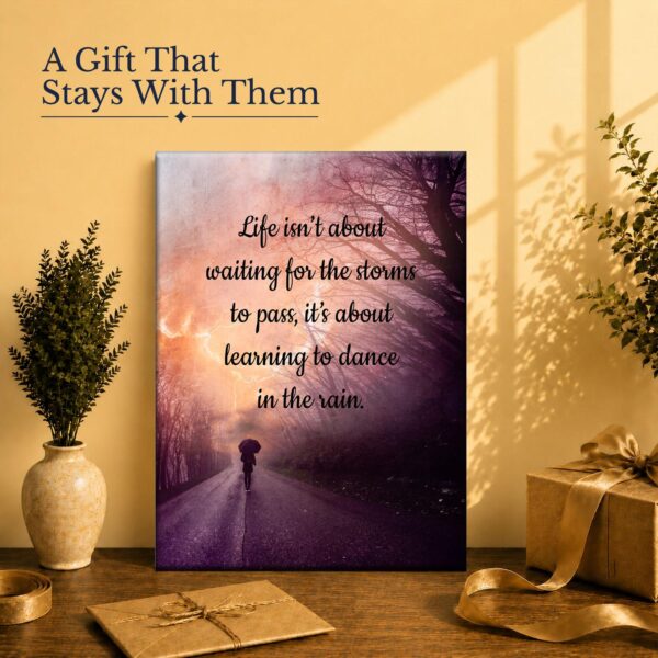 Storm-to-rain quote canvas gift for a graduate or friend starting over