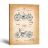 Vintage motorcycle patent canvas print - 1919 and 1928 patent drawings by Crossroads Home Decor