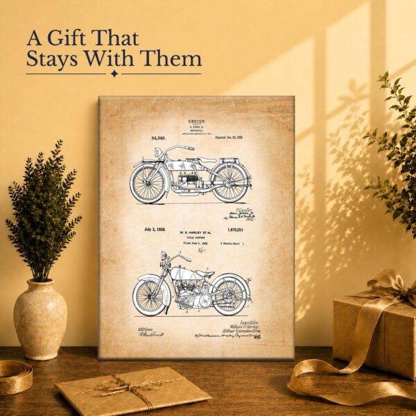 Motorcycle patent gift - canvas print for dad or husband