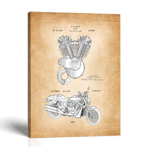 Motorcycle engine patent canvas print - 1923 blueprint by Crossroads Home Decor