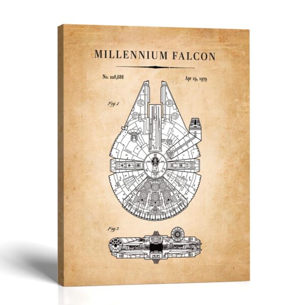 Millennium Falcon canvas print - 1979 patent plate by Crossroads Home Decor