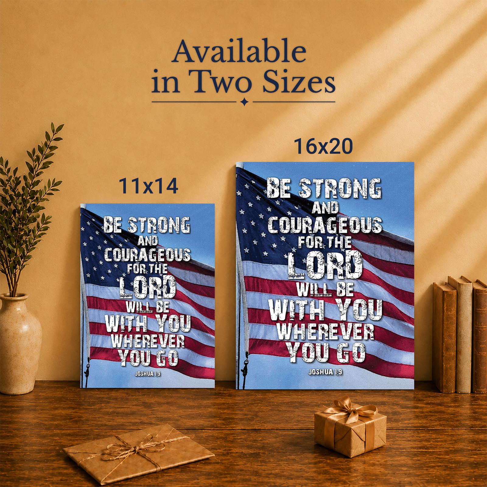 Be Strong and Courageous wall art - Made in USA family-owned faith-based canvas