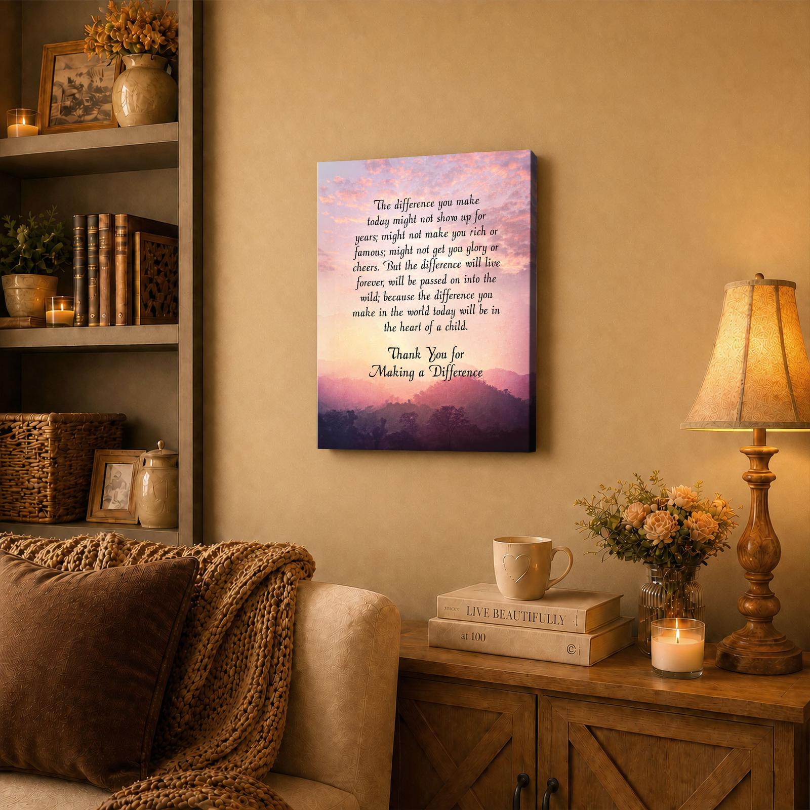 Difference maker canvas wall art displayed in a classroom