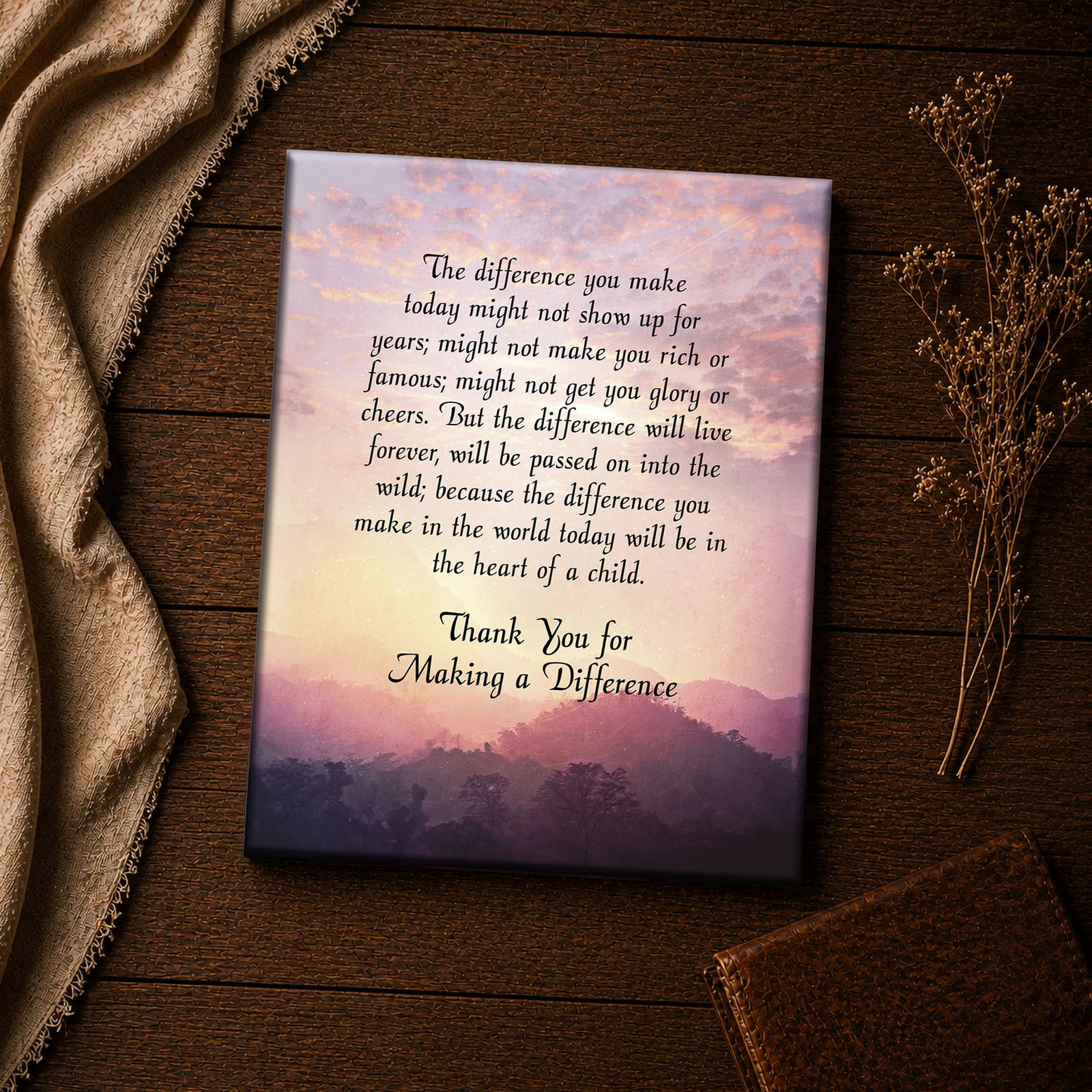 Thank you for making a difference verse canvas print - inspirational wall art