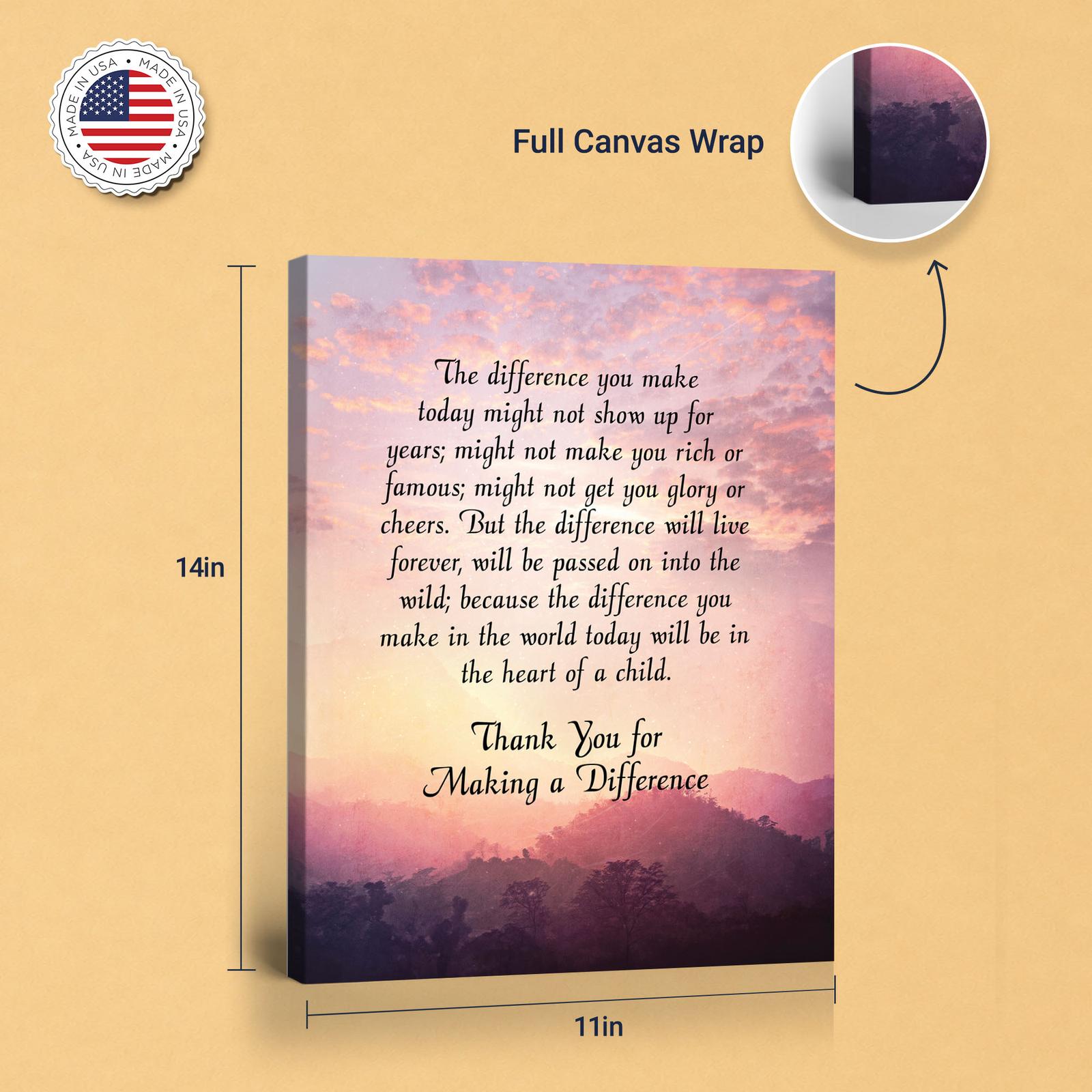 Thank you for making a difference canvas print - gallery wrapped and floating frame styles