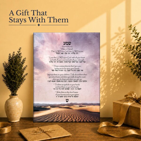 Shema canvas print gift for a bar or bat mitzvah