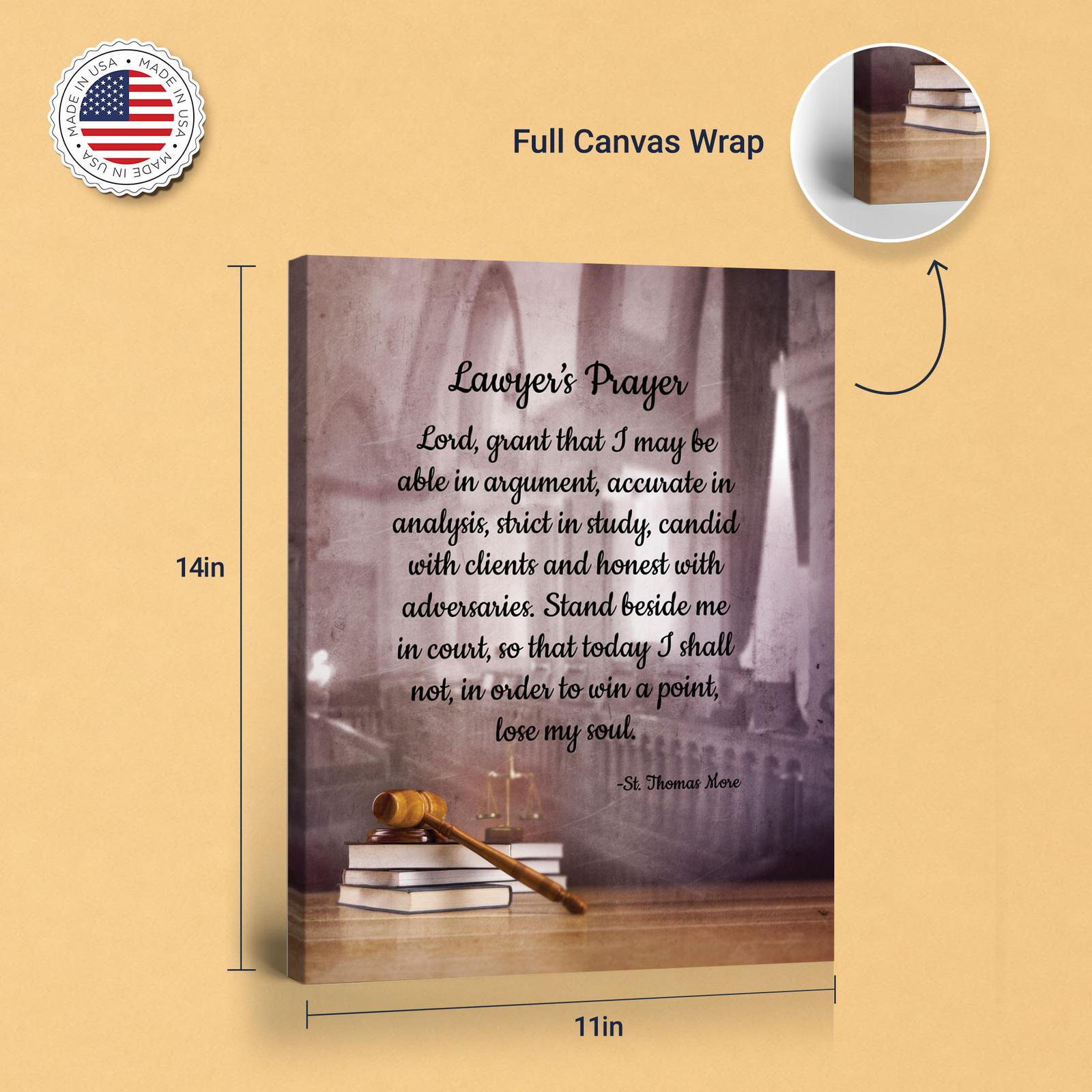Lawyer's prayer canvas print - gallery wrapped and floating frame styles