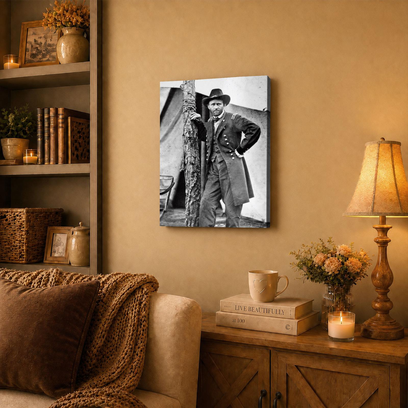 Ulysses S. Grant canvas wall art displayed in a home office or study