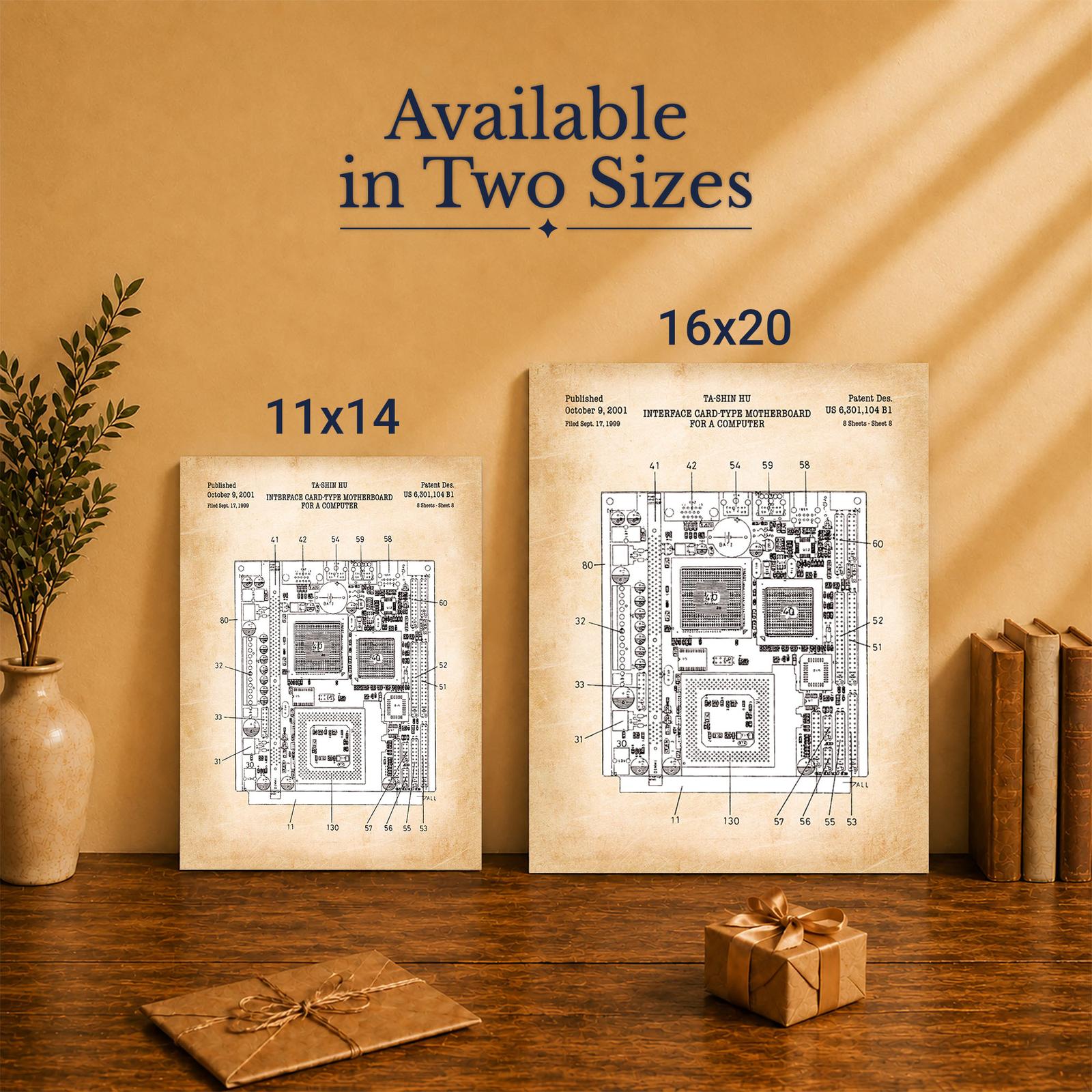 Motherboard canvas print - Made in USA family-owned vintage tech wall art