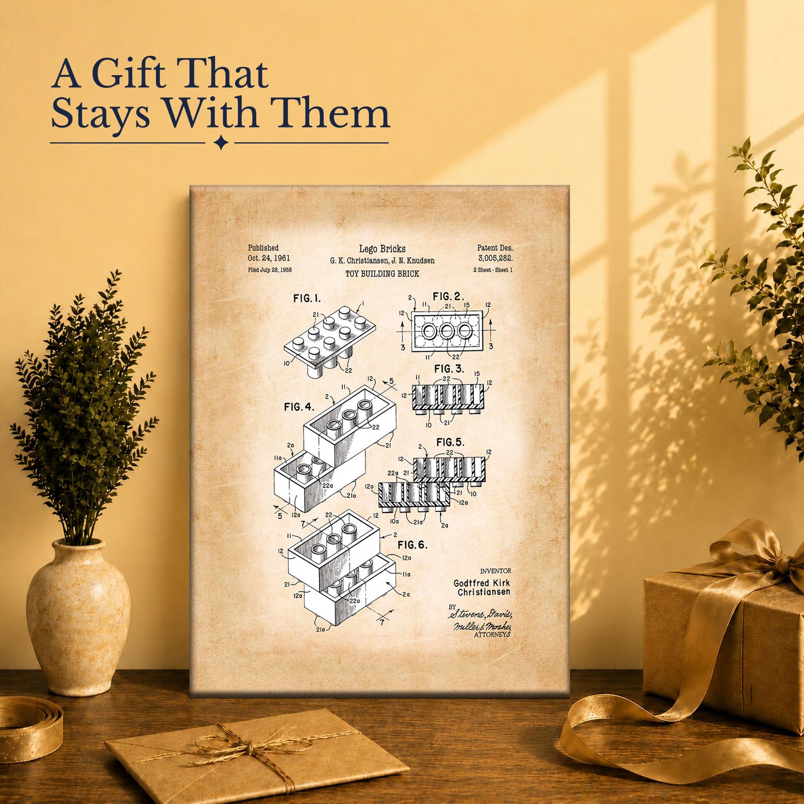 Toy building brick gift - canvas print for a building-brick collector