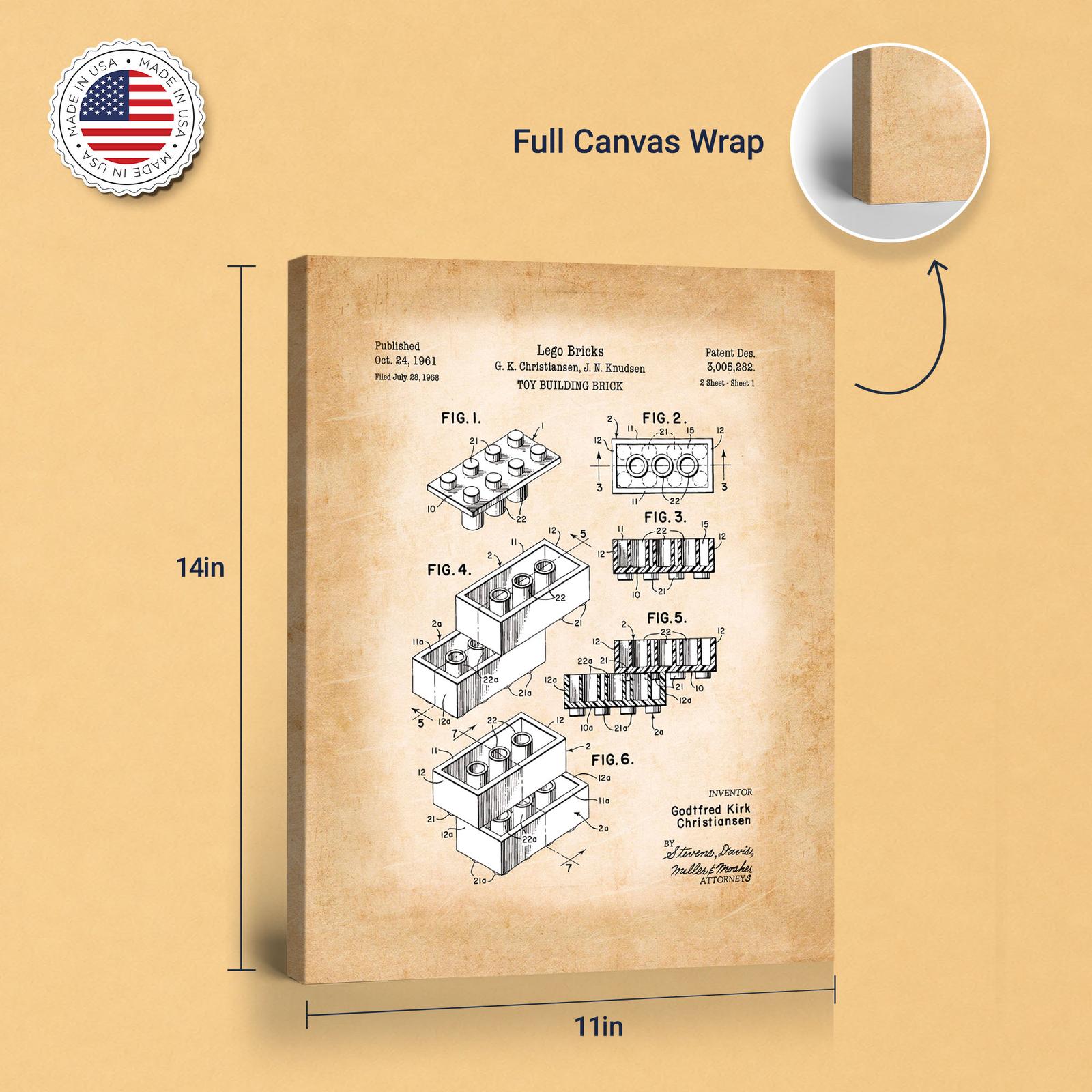 Toy building brick canvas - gallery wrapped canvas edge detail