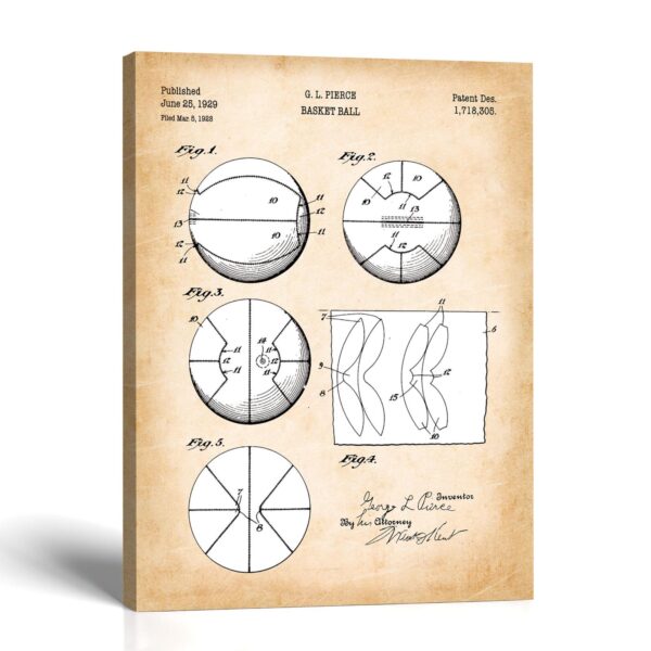 Basketball patent canvas print by Crossroads Home Decor