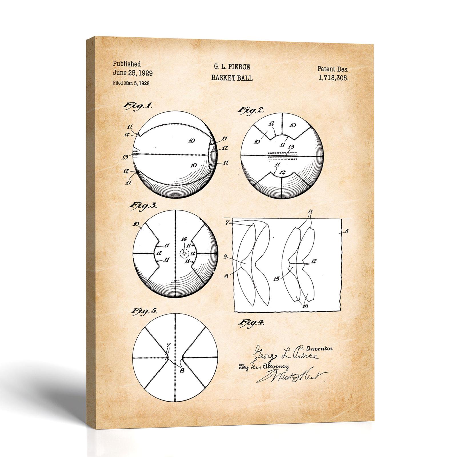 Basketball patent canvas print by Crossroads Home Decor