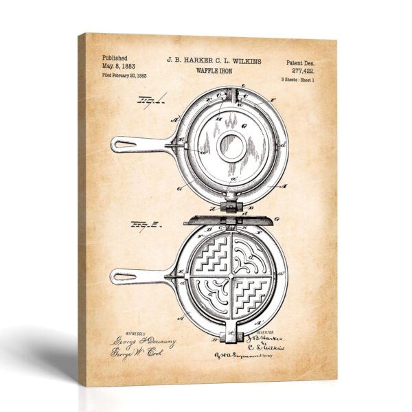 Waffle iron patent canvas print by Crossroads Home Decor