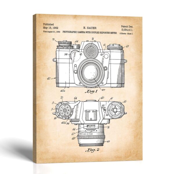 Vintage camera patent canvas print - Classic 35mm Camera by Crossroads Home Decor